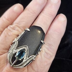 Park Lane Silver Ring with Blue Stones